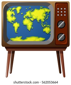 Worldmap on television screen illustration