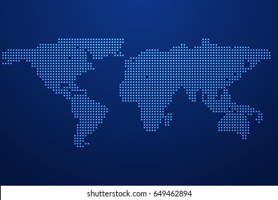 Worldmap template silhouette with glow dots. World map for infographic. Vector illustration isolated on white