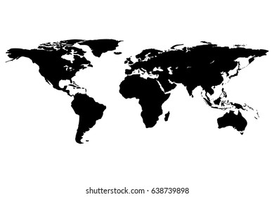Worldmap template silhouette. World map for infographic. Vector illustration isolated on white