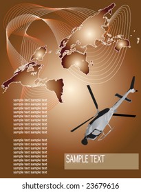 worldmap vector with chopper and space for text