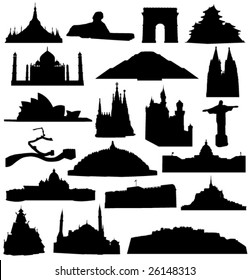 World-renowned architecture and relics silhouette