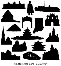 World-renowned architecture and relics silhouette