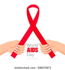 Worlds Aids day card, 1 December in cartoon style.