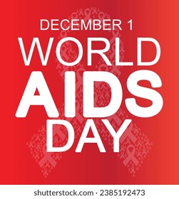 Worlds AIDS day December 01 vector art isolated on red background