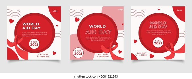 Worlds aids day for social media post or banner template
