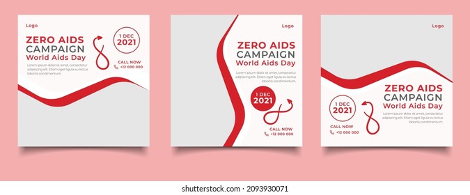Worlds aids day for social media post or banner template