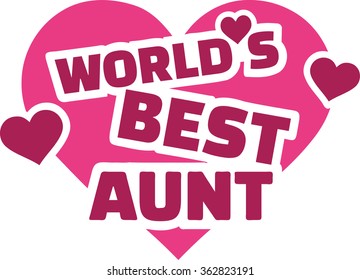 World's Best Aunt With Hearts