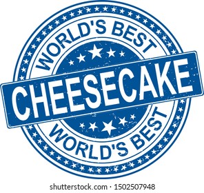 World's Best Authentic cheesecake Vintage Restaurant Stamp on white background