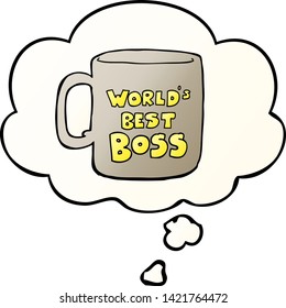 worlds best boss mug with thought bubble in smooth gradient style