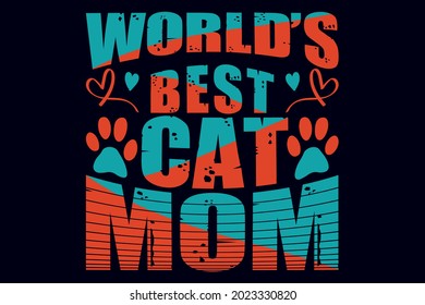 World's best cat mom t-shirt design template