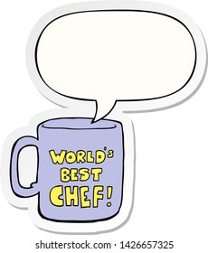 el mejor tazón del chef del mundo con pegatina de burbuja de habla
