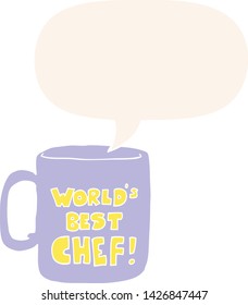 worlds best chef mug with speech bubble in retro style