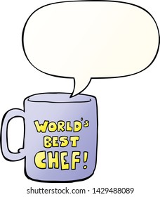 worlds best chef mug with speech bubble in smooth gradient style