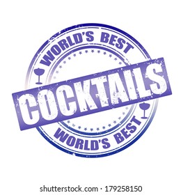 world's best cocktails grunge stamp with on vector illustrtion