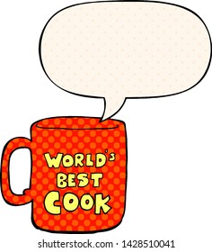 worlds best cook mug with speech bubble in comic book style