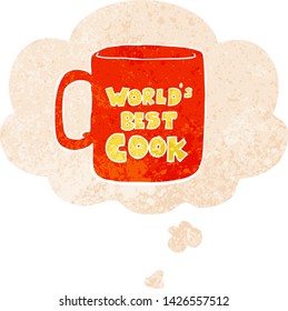 worlds best cook mug with thought bubble in grunge distressed retro textured style