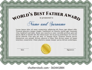 World's Best Dad Award. Complex background. Excellent design. Customizable, Easy to edit and change colors.