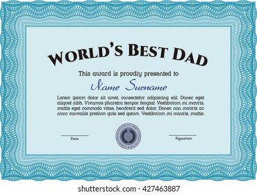 Worlds Best Dad Certificate Award Template Stock Vector (Royalty Free ...