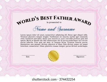 World's Best Dad Award. Detailed. Printer friendly. Complex design. 