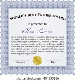 World's Best Dad Award. Detailed. Nice design. Printer friendly. 