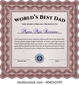 World's Best Dad Award. Detailed. Nice design. Printer friendly. 