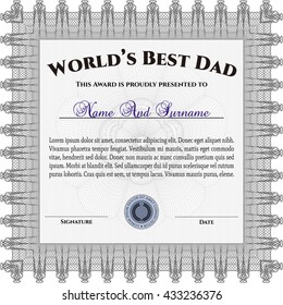 World's Best Dad Award. Detailed. Complex design. Printer friendly. 