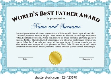 World's Best Dad Award. Detailed.Easy to print. Sophisticated design. 
