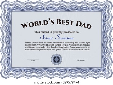 World's Best Dad Award. Good design. Border, frame.Easy to print. 