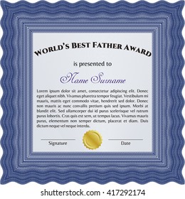 World's Best Dad Award. Printer friendly. Complex design. Detailed. 