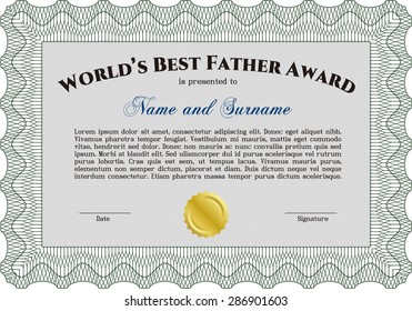 World's Best Dad Award Template. Printer friendly. Customizable, Easy to edit and change colors.Good design. 