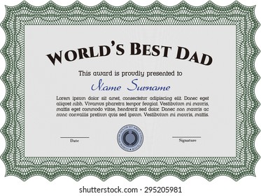 Worlds Best Dad Award Template Detailedwith Stock Vector (Royalty Free ...