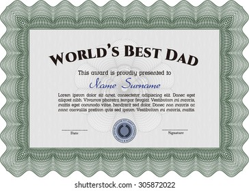 World's Best Dad Award Template. Complex design. Vector illustration.With complex background. 