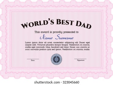 World's Best Dad Award Template. Easy to print. Customizable, Easy to edit and change colors.Excellent design. 