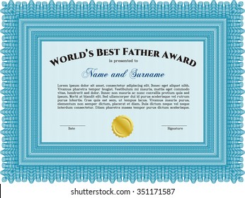 World's Best Dad Award Template. Customizable, Easy to edit and change colors.With complex linear background. Cordial design. 