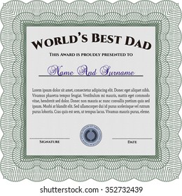 World's Best Dad Award Template. Artistry design. Complex background. Customizable, Easy to edit and change colors.