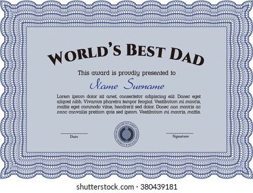 World's Best Dad Award Template. Customizable, Easy to edit and change colors. Good design. With background. 