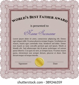 World's Best Dad Award Template. Customizable, Easy to edit and change colors. With complex background. Excellent design. 