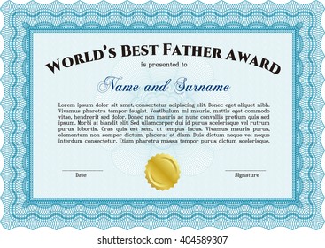 Worlds Best Dad Award Template Cordial Stock Vector (Royalty Free ...