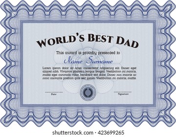 World's Best Dad Award Template. Customizable, Easy to edit and change colors. With background. Good design. 