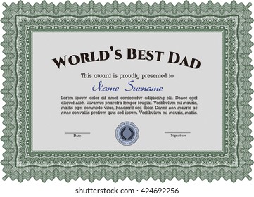 World's Best Dad Award Template. Good design. Customizable, Easy to edit and change colors. With complex background. 