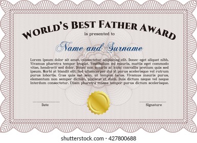 World's Best Dad Award Template. Good design. With background. Customizable, Easy to edit and change colors. 