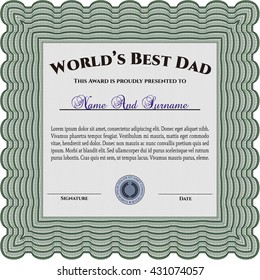World's Best Dad Award Template. Good design. With complex background. Customizable, Easy to edit and change colors. 
