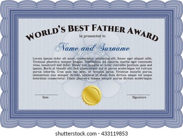 World's Best Dad Award Template. Good design. With complex background. Customizable, Easy to edit and change colors. 