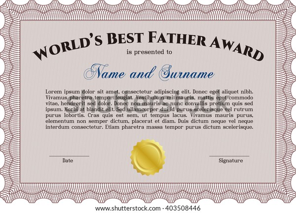 Worlds Best Dad Award Template Background Stock Vector (Royalty Free ...