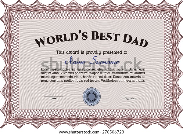 World #39 s best dad certificate template