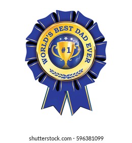 World's best dad ever -  printable award ribbon, button, icon, label. Print colors used