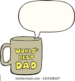 worlds best dad mug with speech bubble