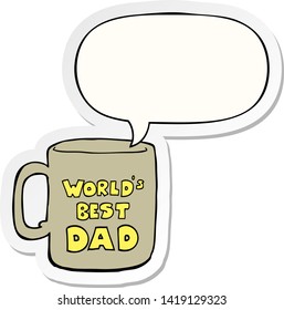 worlds best dad mug with speech bubble sticker