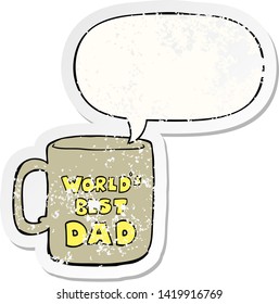 worlds best dad mug with speech bubble distressed distressed old sticker
