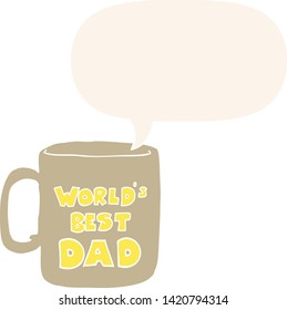 worlds best dad mug with speech bubble in retro style